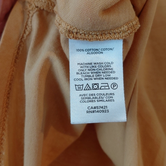 Lou & Grey Muted Mustard Yellow Supima Cotton Tee Curved Hem - Picture 4 of 6